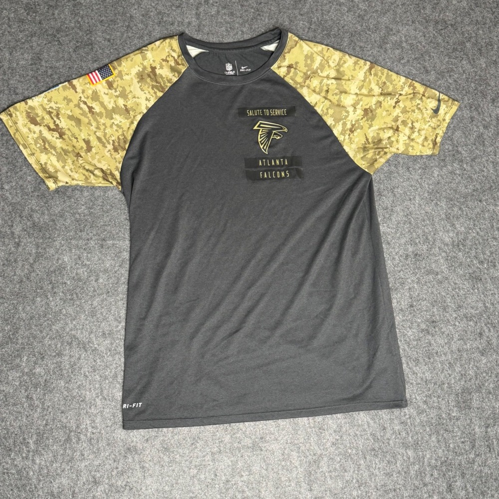 Nike Atlanta Falcons Salute to Service‎ Mens Large Camo Dri-FIT Shirt NFL Grey